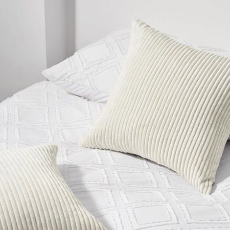 Housse Coussin 40x40 Decoratif en Velours Côtelé avec Fermeture Eclair Caché Taie Oreiller Super Doux pour Décoration Cou (1/4)