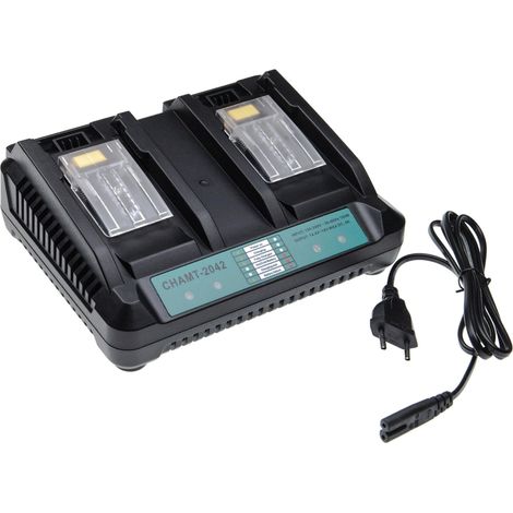 vhbw Chargeur double compatible avec Makita LXTP01Z, LXTP01, LXSF01, LXSL01, LXSF01Z1, LXSL01Z1, LXSL01Z, LXTP01Z1 batteries Li-ion d'outils (1/4)