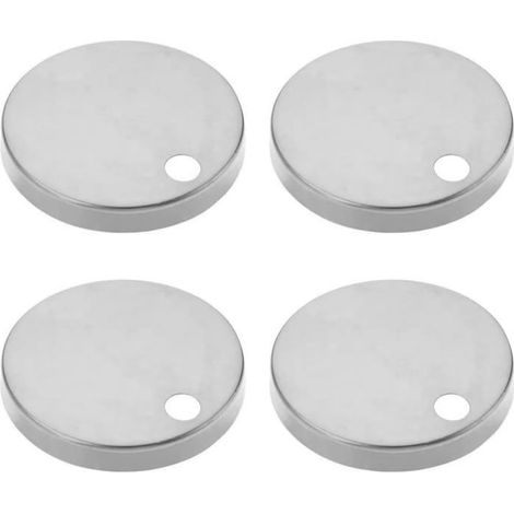 Cache-charnières de WC - Lot de 4 - Acier inoxydable - Dissimule les vis - Salle de bain d'hôtel - Argent (1/5)