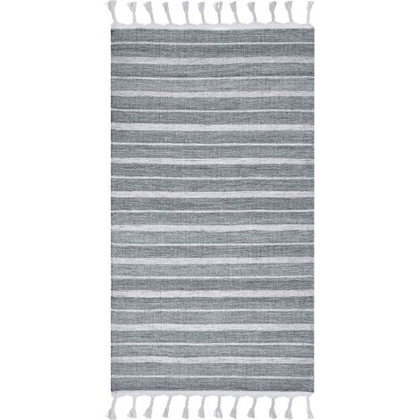 Tappeto tessuto sintetico rigato grigio chiaro 80 x 150 cm Bademli (1/5)