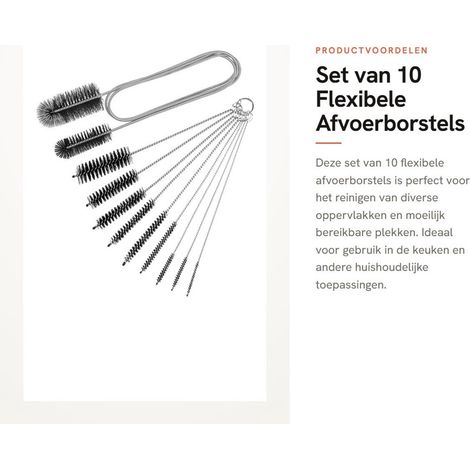 Lot de 10 brosses de nettoyage flexibles en nylon et acier inoxydable, adaptées aux tuyaux et aux espaces étroits. (1/5)
