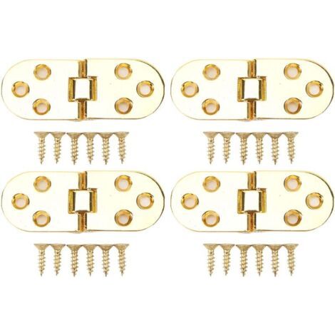 Pair Lot de 4 jeux de charnières rabattables 180° – Alliage de zinc – Doré brillant – Épaisseur 2,2 mm (1/5)