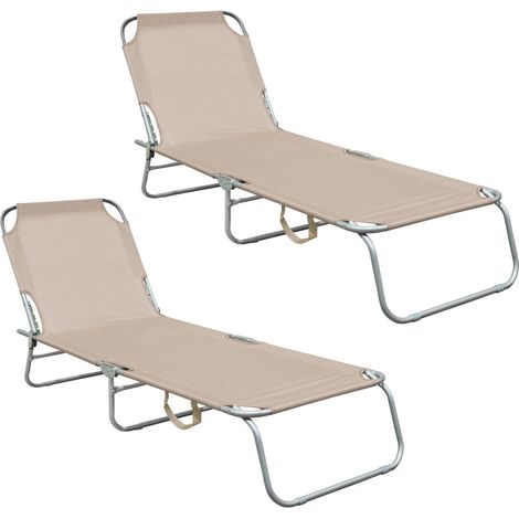 Aga 2x Tumbona de jardín reclinable Beige