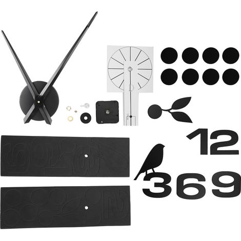 Horloge Murale Sans Cadre Autocollante Miroir DIY Déco Salon Chambre Bureau Noir