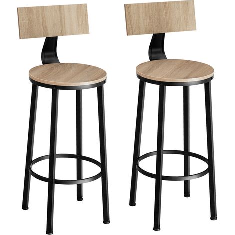 Lot de 2 tabourets bar en panneau aggloméré bois clair
