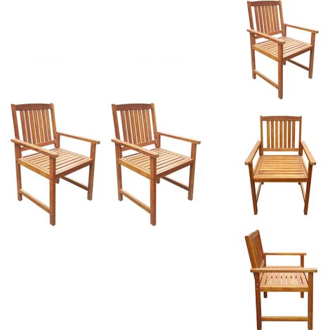 Chaises de jardin lot de 2 Bois d'acacia massif Marron - Chaise De Jardin - Chaise Extérieure - Mobilier De Jardin - Acacia Massif - Meubles De Jardin (1/5)