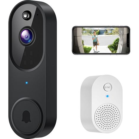 Sonnette vidéo sans fil 1080p avec audio bidirectionnel, détection intelligente des mouvements humains, vision nocturne HD et stockage cloud-AquaForge