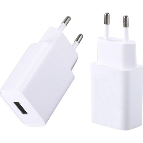 Lot de 2 chargeurs USB 5V/1A avec adaptateur secteur pour téléphones portables, liseuses, casques audio et montres connectées (1/4)