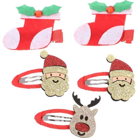 5er-Pack wunderschöne Haarspangen und Haaraccessoires mit Weihnachtsmotiven für Kleinkinder, Mädchen, Kinder und Teenager-5pcs (1/3)