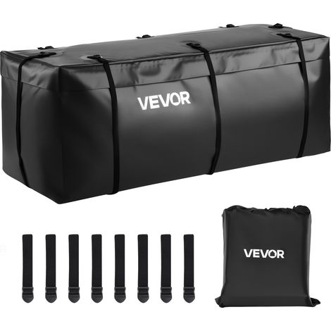 VEVOR Gepäckträgertasche für Anhängerkupplung aus wasserdichtes 840D-PVC (0,566 m³), Gepäcktasche zur Aufbewahrung auf der Ladefläche von Lkws mit 8 verstärkten Gurten für PKW SUVs Schwarz (1/5)