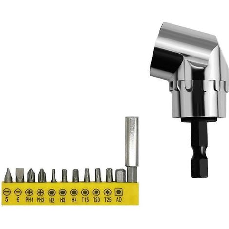 Adaptateur de perceuse à angle droit 105 degrés et embout de tournevis coudé, court-- (1/5)