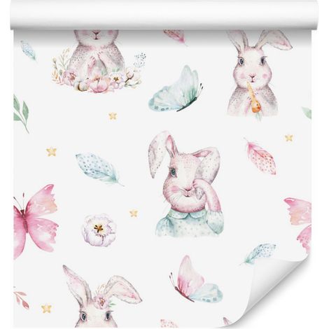 Papier peint Lapins Pastel pour Salon et Chambre 50x1000 cm (1/5)
