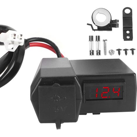 Support universel pour moto adaptateur prise double USB avec voltmètre affichage rouge (1/5)