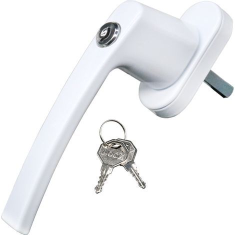 2 Pcs Poignées de Fenêtre Verrouillables en Aluminium, Longueur de la Tige 32 mm avec 4 clés Pour l’Ouverture Intérieure (Gauche et Droit) (1/5)