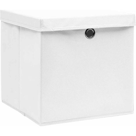 Cajas de almacenaje con tapas 4 uds blanco 28x28x28 cm vidaXL
