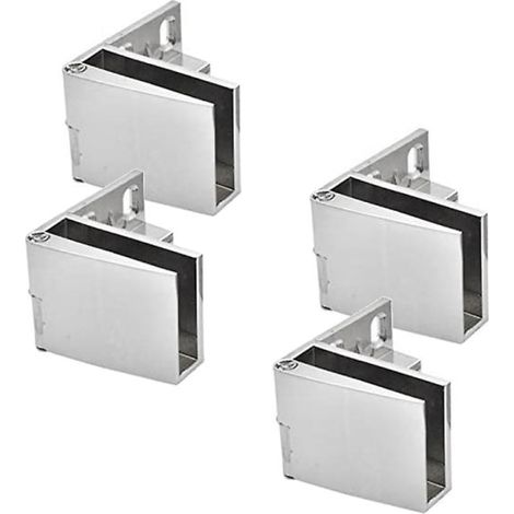 Charnières en verre (lot de 4) pour portes vitrées, portes d'armoires, portes de caves à vin, etc.