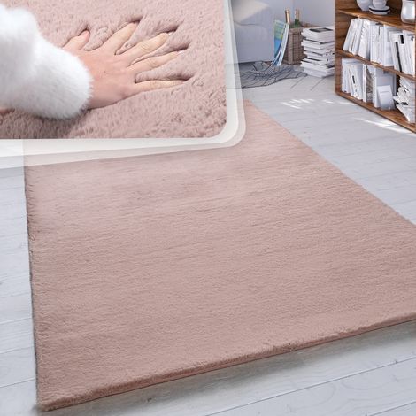 Paco Home Hochflor Teppich Wohnzimmer Kunstfell Super Soft Einfarbig in Versch. Größen und Farben 80x300 cm, Pink