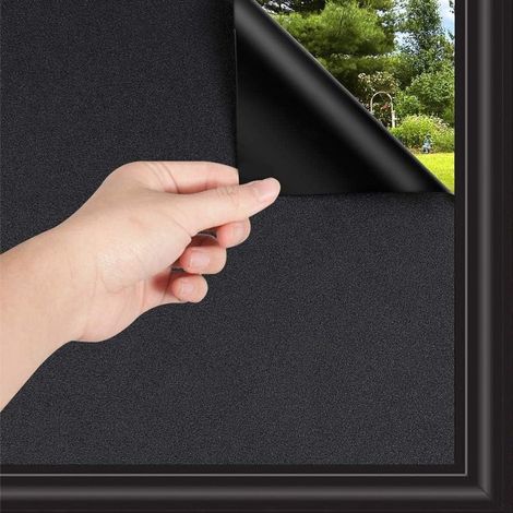 Film occultant pour fenêtre, 40 x 100 cm, noir, avec support adhésif, protection solaire, anti-regards, adhésif, tissu occultant, installation facile. (1/5)
