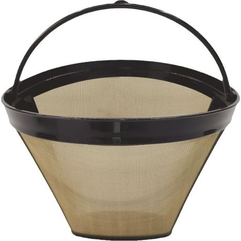 BEBUSINGOTO Filtro de café reutilizable, permanente, universal, malla 100, acero inoxidable 304, con asa, 12 cm, apto para la mayoría de cafeteras (dorado) (1/5)