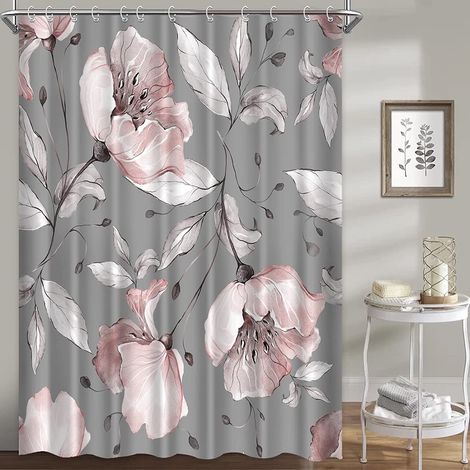 Elkuaie Rideau de Douche - Rideau de Bain - Imperméable Anti Moisissure - 180x180 - Pour Badewanne et Dusruimte - Gris (1/5)