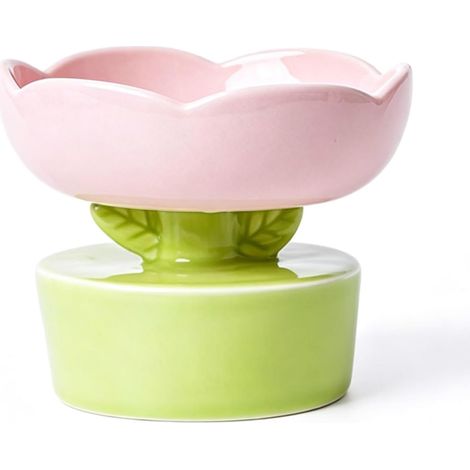 Elevated Ceramic Cat Bowl by Rose Flower (1/5)