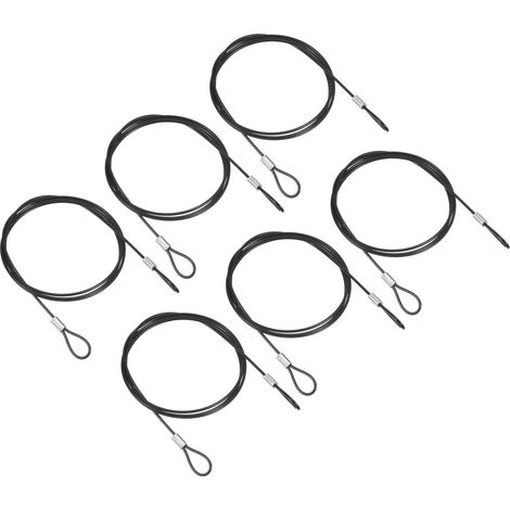 6 Paquet 3,3 Ft Sécurité Câble Verrouillage Inox Acier 2mm Dia Noir (1/5)