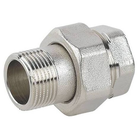 RACCORD DROIT 3 PIÈCES MF À SIÈGE PLAT EN LAITON NICKELÉ AVEC JOINT Dimensions : 3/4"