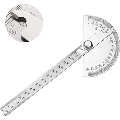 Rapporteur en acier inoxydable avec bras de mesure d'angle 0-180°, règle de mesure, outil d'ingénierie, rapporteur avec règle de 140 mm, règle d'angle universelle pour peinture et dessin. (1/5)