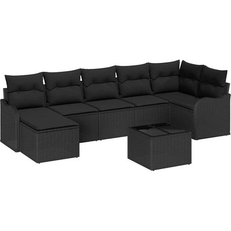 Maison Exclusive - Gartensofa-set Schwarz Poly-Rattan
