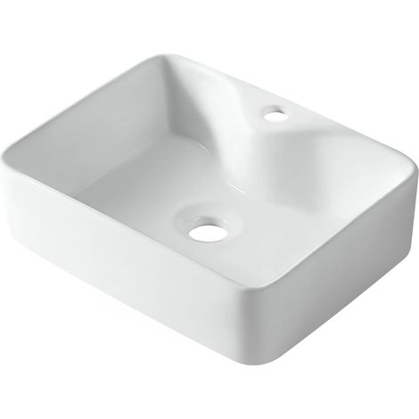 BALNEO - Vasque à poser SAVIA 49x38 cm blanche en céramique - Lavabo à poser (1/5)