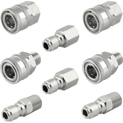 Juego de adaptadores para hidrolavadora，kit de acoplamiento rápido，acoplamiento rápido macho y hembra，rosca interna y externa de 1/4，estilo 2 (1/5)