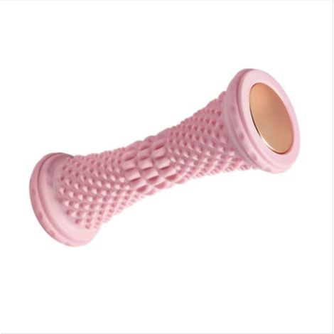 Rouleau massage pied mollet plastique rose, libération myofasciale profonde, ergonomique, balle massage plantaire intégrée, compact portable maison bureau voyage (1/5)