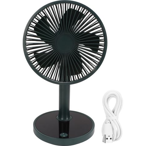 Ventilateur de bureau multifonction 4 vitesses réglable silencieux portable USB vert pour maison bureau camping extérieur (1/5)
