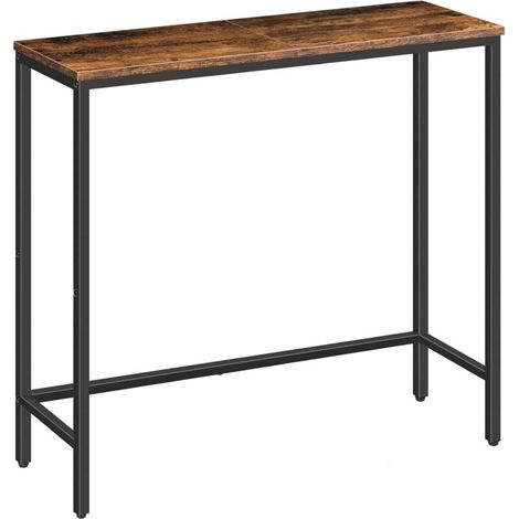 Tavolo consolle stretto, piccolo tavolo consolle da 75 cm, tavolino da caffè sottile, tavolino laterale, tavolo espositivo per ingresso, camera da letto, soggiorno, corridoio, marrone rustico e nero (1/4)