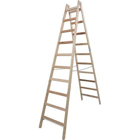 Echelle double, bois H de travail 4,03 H reelle 2,70 Longueur 2,80 marches 2x10 (1/5)
