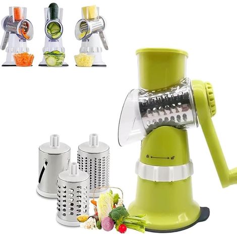 TrAdE Shop Traesio - Affettatrice Verdure 3in1 Multifunzione Mandoline Grattugia Manuale Con 3 Lame Tritatutto -