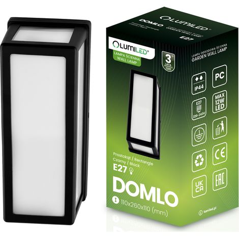 Lámpara de jardín E27, lámpara de pared rectangular para fachada DOMLO LUMILED (1/5)