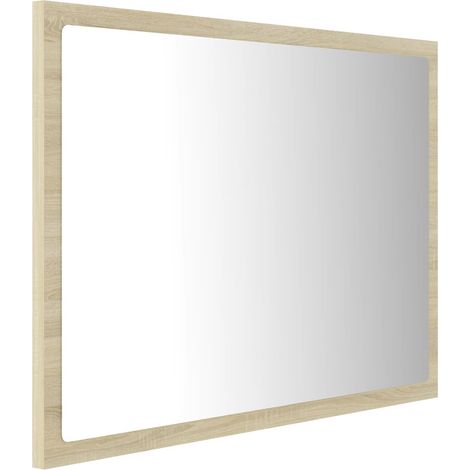 Specchio da bagno LED 60 x 8,5 x 37 cm rovere acrilico 020006962