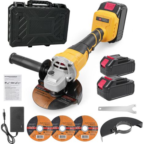 Beyamis Meuleuse angle 21V 125mm – sans balais, 3 disques, 2 batteries, polissage/coupe (1/5)