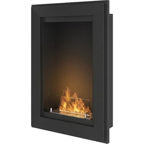 Caminetto a Bioetanolo Frame 550 SimpleFire da incasso con Vetro - Nero Opaco