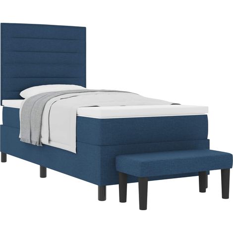 Box Spring Bed with Headboard Blue 90 x 190 cm Fabric vidaXL