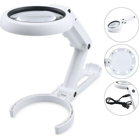 LED Magnifying Lamp, Dimmable Hands-Free Magnifier with Light and Stand, Desktop Magnifier (1/5)