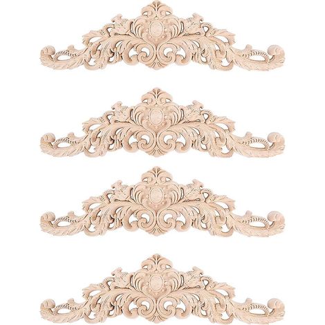 appliques décoratives en bois naturel sculpté pour meubles, armoires, moulures en bois non peintes, autocollants décoratifs. (1/5)