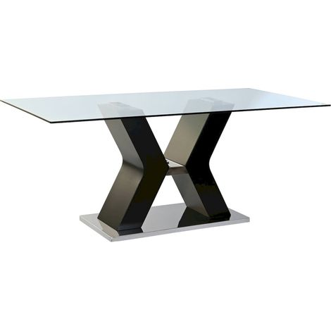 Table de salon design en verre trempé noir chic - Noir ébène (1/5)