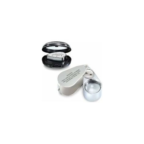 Lente d'ingrandimento 40X, lente da gioielliere in metallo illuminata, lente d'ingrandimento tascabile pieghevole con luce LED e UV per l'ispezione di gioielli e monete - Crezuo