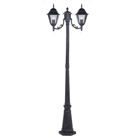Lampione 2 Luci da Giardino H200cm in Alluminio Bauer Grigio