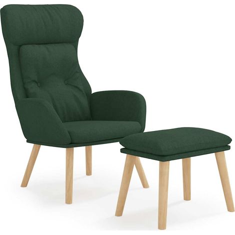 Maison Exclusive - Relaxsessel mit Hocker Dunkelgrün Stoff (1/5)