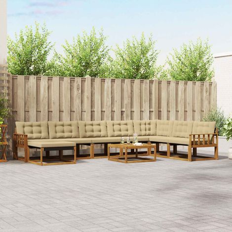 Outdoor-Sofagarnitur 9 pcs Natur und Beige Massivholz Akazie (1/5)