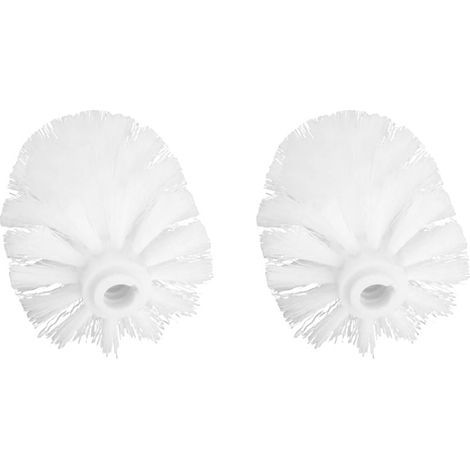 Lot de 2 têtes de brosse WC antibactériennes blanches de rechange à visser sur port fileté de 12 mm avec poils rigides durables pour salle de bain et toilettes (1/4)