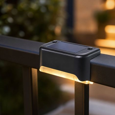 Lampe solaire d'escalier étanche IP65, lumière chaude automatique pour extérieur, terrasse et clôture, sans fil, installation facile (1/4)